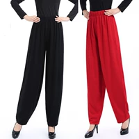 Thời trang hè mới phiên bản Hàn Quốc của quần cotton và vải lanh hoang dã Quần thun nữ co giãn eo cỡ lớn màu rắn chân bình thường quần cà rốt - Khởi động cắt quần ống rộng nữ