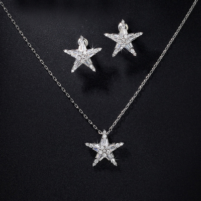 taobao agent South Korea from the stars, Nayi, the same vermiculite wished star necklace earrings 925 silver needle exaggerated ear accessories