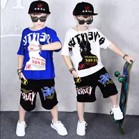 Trang phục nam cho bé trai mùa hè 4 Set Street Dance Loose 5 Children Cotton 6 Summer 7 Sports 8 Hip-Hop 9 Years 12 Children Wear - Bộ đồ đồ bảo hộ lao động nam