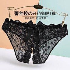 Стринги Женские 仙维密免穿脱约会方便做男受女蕾丝开放扶她丁字裤情侣助兴趣内衣