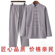 Tang phù hợp với nam thanh niên cotton và vải lanh đặt mùa xuân và mùa thu quần áo hai mảnh retro phong cách Trung Quốc phong cách Trung Quốc Hanfu lay quần áo - Quần áo ngoài trời