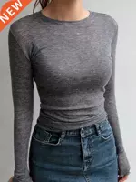 Slim High Quality Plain T Shirt Women Cotton Elastic Basic T