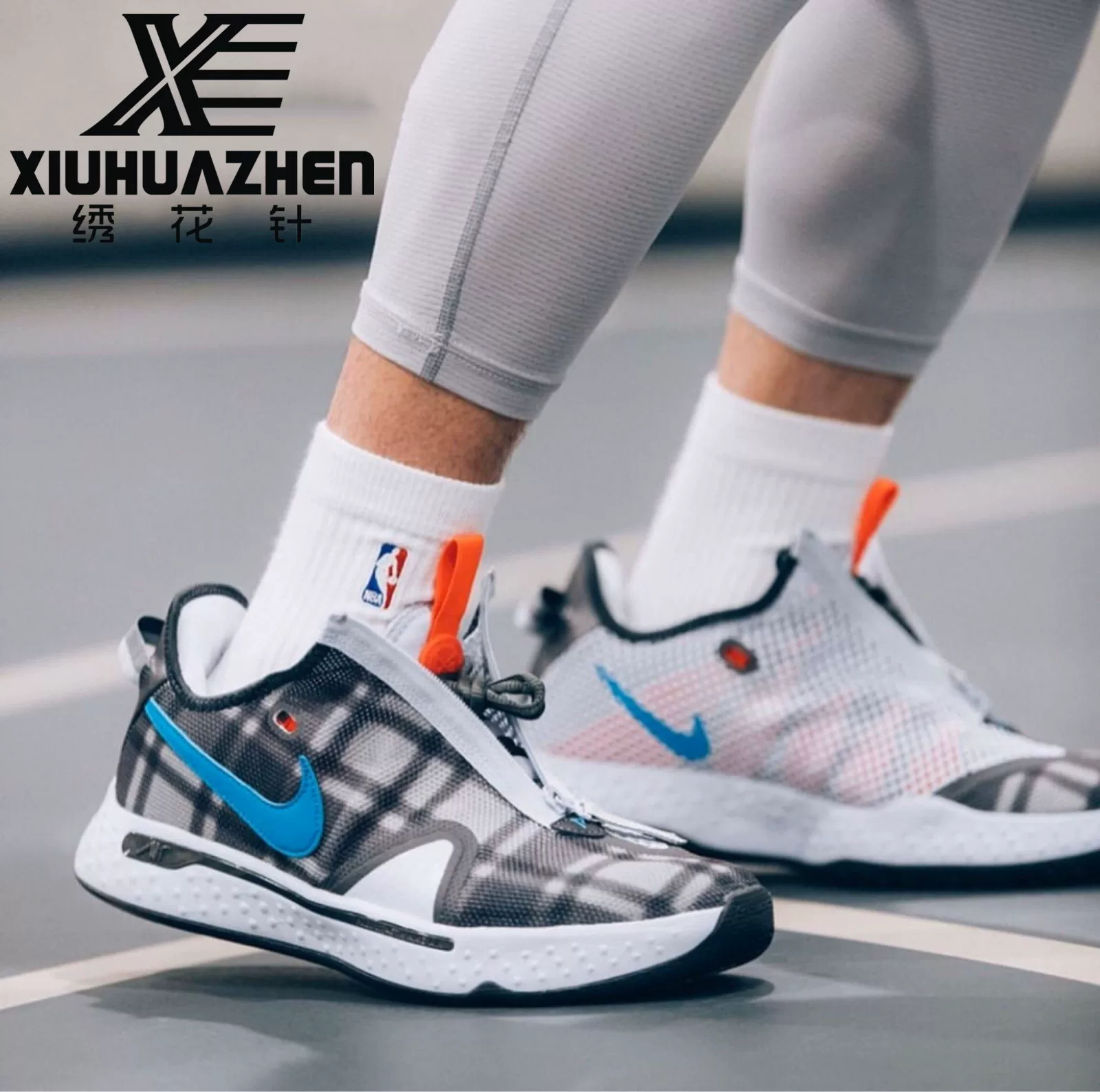 Nike Nike PG4.0 Pharise Джордж 4-го поколения клетчатые кроссовки на молнии черно-белые CD5082-001-002