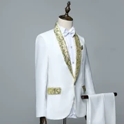 Trung niên phù hợp với màu trắng phù hợp với nam hợp xướng biểu diễn trang phục biểu diễn người lớn phục vụ ca sĩ chủ nhà - Suit phù hợp
