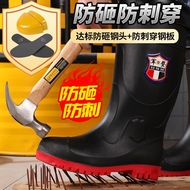 Ủng đi mưa Jundeng chống đâm chống va đập Ủng bảo hộ đế dày cách nhiệt chống mài mòn chống trượt an toàn Ủng cao su công xưởng đế thép