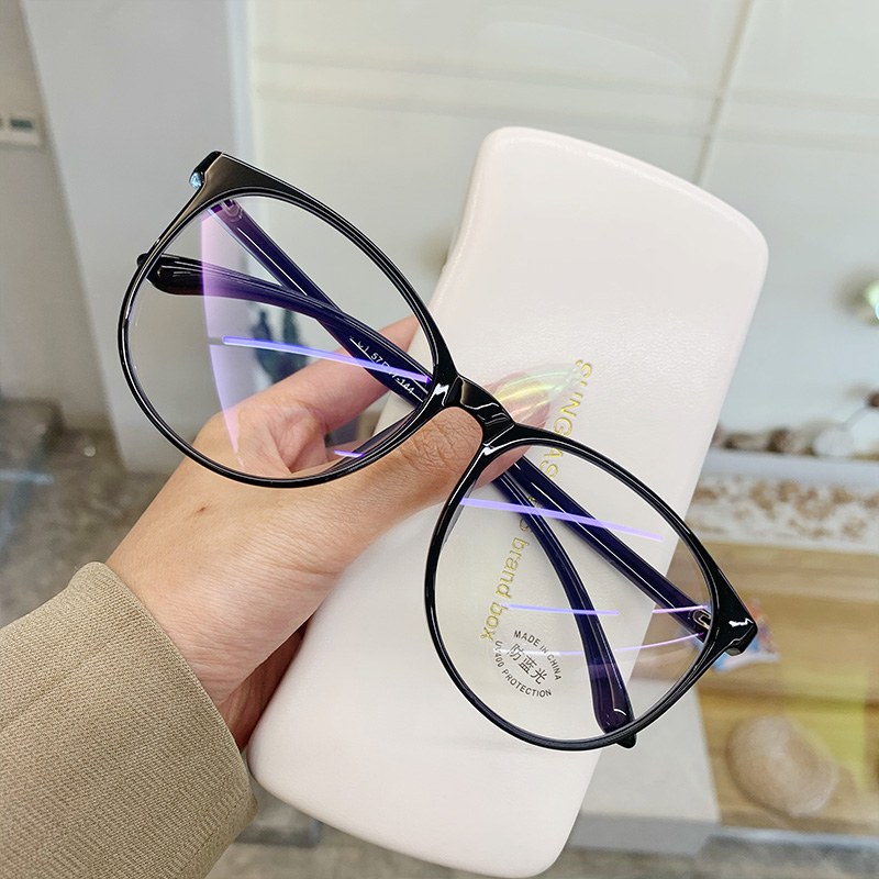 Black Frame / Tr30005Anti blue light radiation Retro Large frame face without makeup Plain glasses Quotations from Chairman Mao Zedong Eyeglass frame ins Can match Myopia glasses Thin face