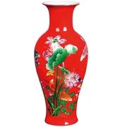 Jingdezhen gốm sứ đỏ giàu bình hoa cắm hoa Trung Quốc phòng khách nhà trang trí đồ trang trí quà cưới - Vase / Bồn hoa & Kệ