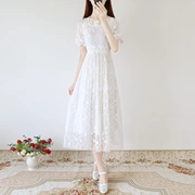 Váy ren 2019 mới mùa hè cổ tích chic nhẹ nhàng retro nhỏ tươi mát khí chất váy trắng dài - Sản phẩm HOT