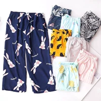 Quần pyjama thời trang nhà thời trang satin phụ nữ đi biển ngày lễ đồ ngủ thoáng khí Nhật Bản cộng với cặp vợ chồng béo tăng - Quần tây quần bò nam