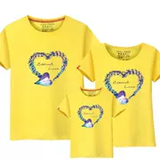 Màu đỏ, vàng và xanh mới 2019 hè cha mẹ-con mặc áo thun ngắn cổ tròn thời trang Hàn Quốc cho bé trai để diện đồ họa từ bi - Trang phục dành cho cha mẹ và con