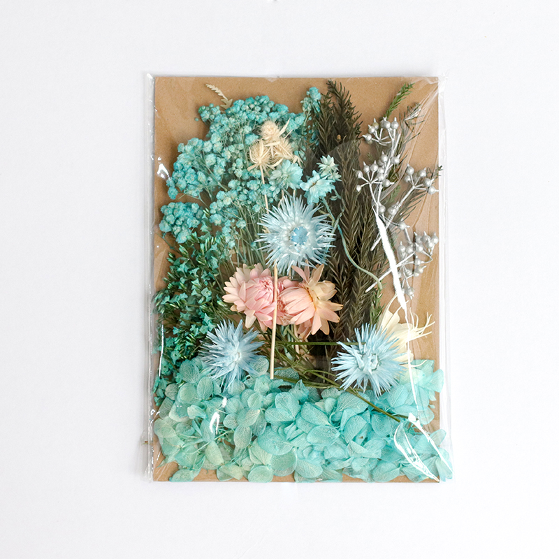 Impression Blue / Embossed Bagbeautiful Mu son Mixed pack diy Hand made decorate Immortal flower Dried flower Set meal Material Science diy Photo frame Flower wood Embossed bag
