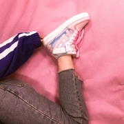 Giày macarons cô gái mềm mại dễ thương Giày thể thao siêu lửa Nhật Bản 2018 Cô gái mới sinh viên hip hop cao để giúp giày nhỏ màu trắng