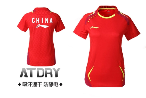 Li Ning, быстросохнущая спортивная форма для бадминтона, футболка с коротким рукавом