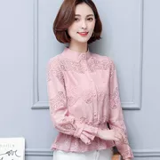 Quần áo nữ thu đông 2018 mới phiên bản Hàn Quốc của áo sơ mi ren chạm đáy áo sơ mi voan tay dài mùa thu quần áo nữ