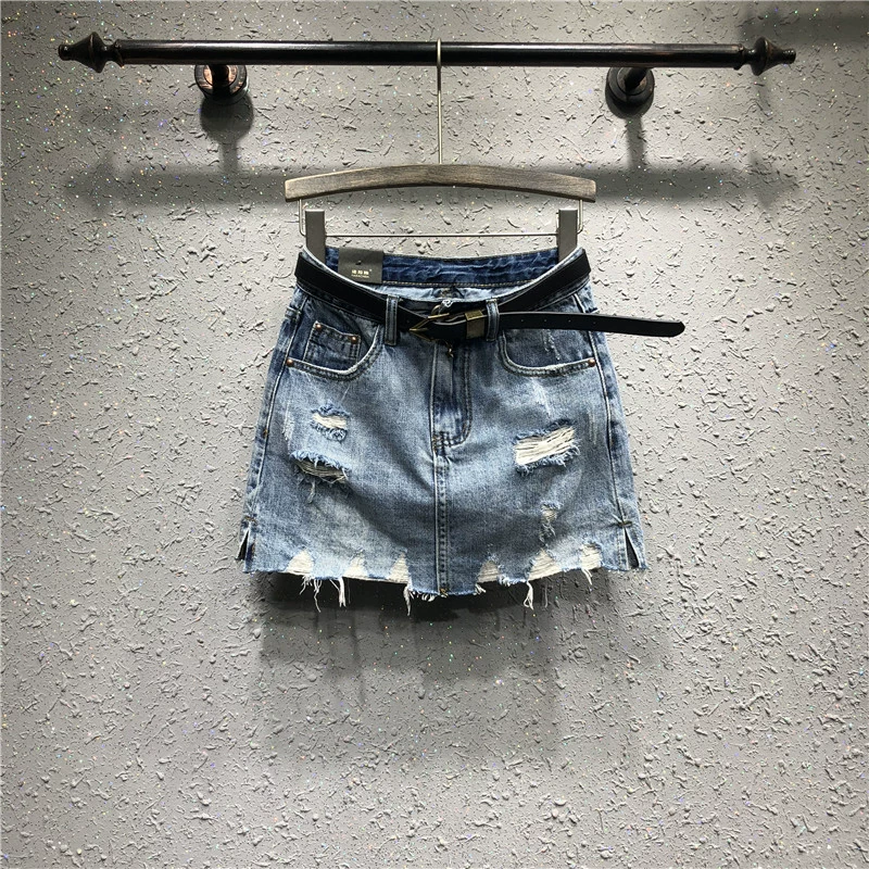 Châu Âu ga denim váy ngắn váy nửa dài của phụ nữ mùa hè 2021 phiên bản mới của Hàn Quốc của lỗ chống trống rỗng tất cả các kết hợp túi hông váy - Váy