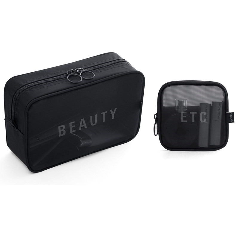 Black Small Plus Largethe republic of korea new pattern Travelling bag trumpet Portable Storage bag With you Mini ma'am Cosmetic Bag transparent Netting Wash bag