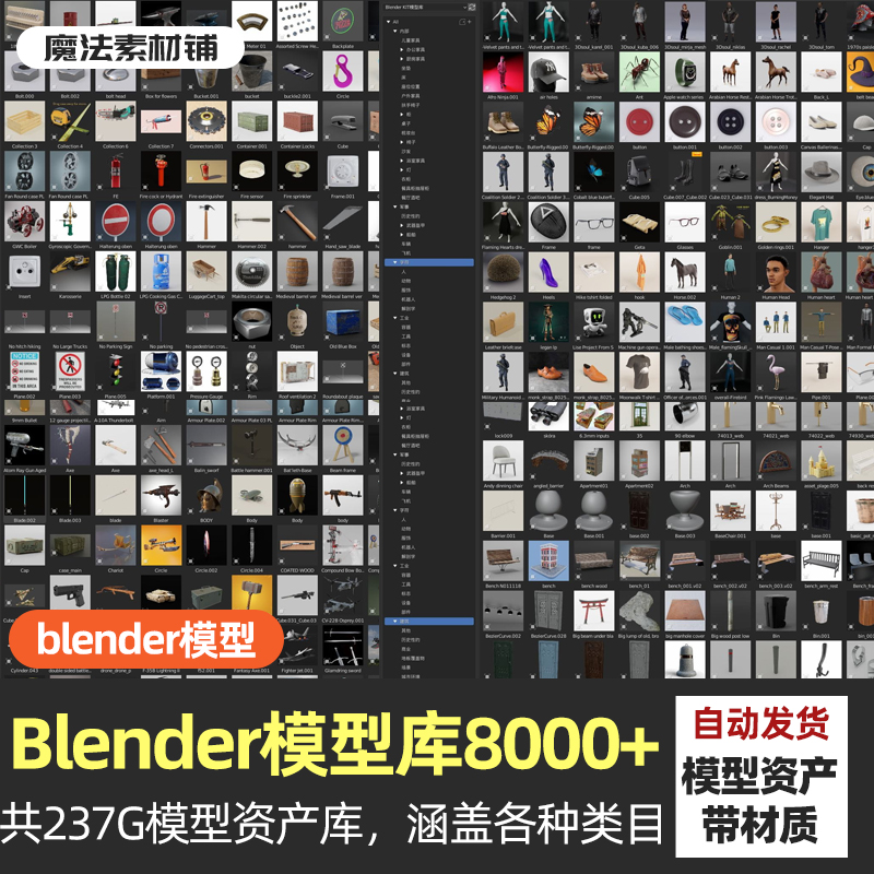 8000+blender模型资产库高细节模型带贴图