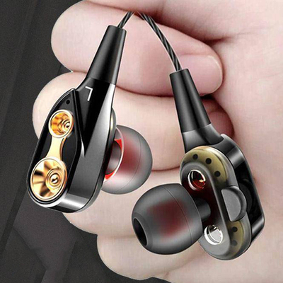 双动圈重低音耳机线适用OPPO华为vivo入耳式带麦K歌耳麦耳塞通用