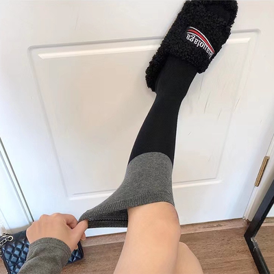 taobao agent Spring and autumn Korean black -gray stitching half -leg patchwork college wind calves long leg socks thin long leg socks jk overlap socks female