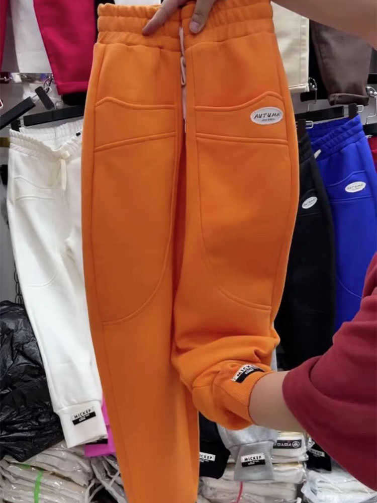 Orange2021 Spring new pattern white sweatpants  female Harlan Leggings easy Show thin Little feet Radish trousers candy Sports pants