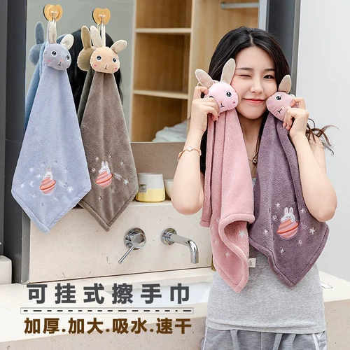 Кролик, хлопковое быстросохнущее гигиеническое детское милое полотенце, хорошо впитывает воду, увеличенная толщина