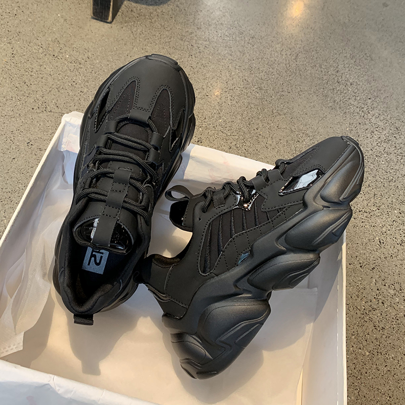 BlackA.D Superfire leisure time Single item Eye catching Artifact , Show leg length ~ Versatile motion Daddy shoes Little white shoes