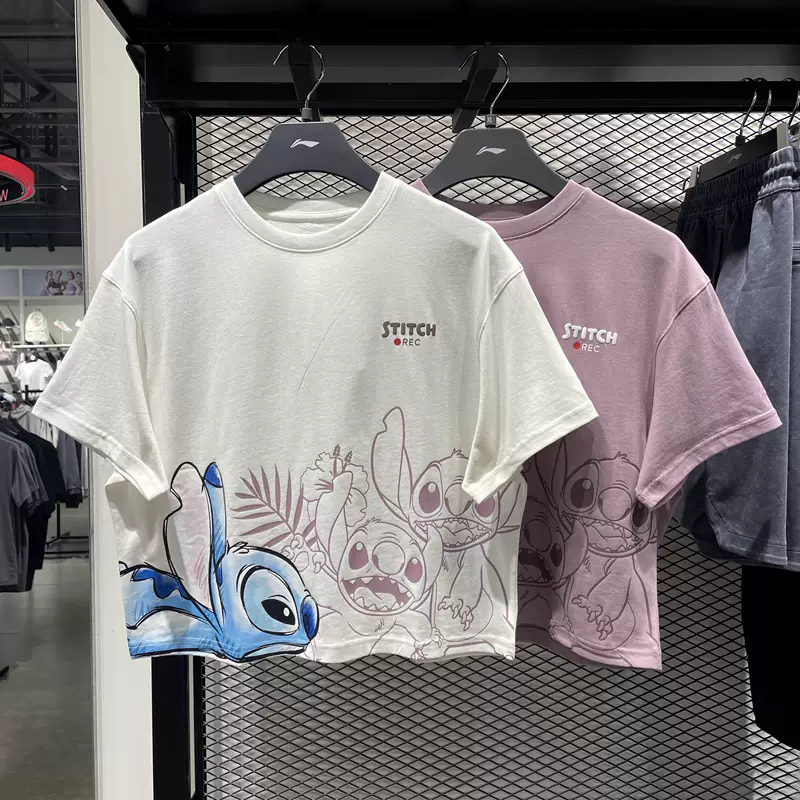 Li Ning 2023 Autumn New Products Women Disney Name Sports Trends Loose Short-sleeved Cultural Shirt AHST498