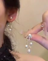 Серьги с кисточками из жемчуга, французский стиль