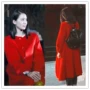 Mua ngôi sao Liu Shishi với cùng một chiếc áo khoác len đỏ mùa thu và mùa đông Áo khoác cashmere hai mặt trong bộ quần áo dài của phụ nữ - Áo len lót đôi áo ấm