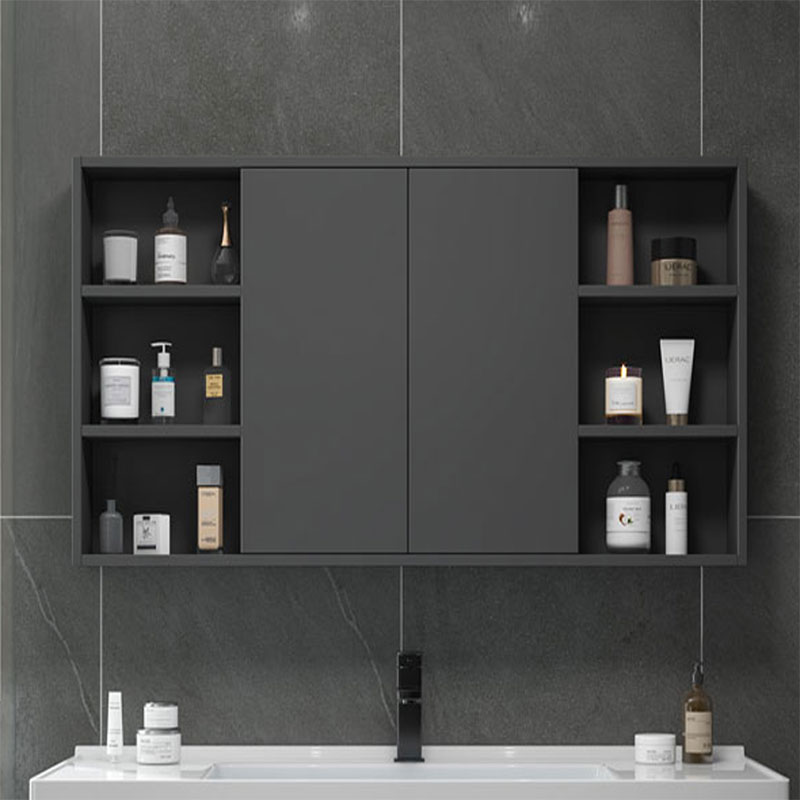 Nhà tắm treo tường thông minh gỗ nguyên khối Phong thủy tủ gương phòng tắm ẩn kéo đẩy có kệ tủ trang điểm hộp gương tủ gương wc tủ gương treo tường phòng tắm