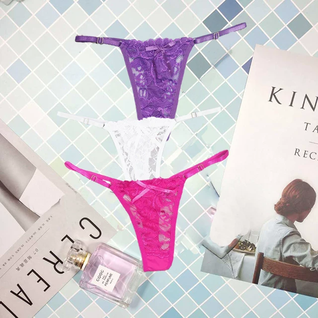 3 шт./набор женщины sexy thong трусики кружевные прозрачные