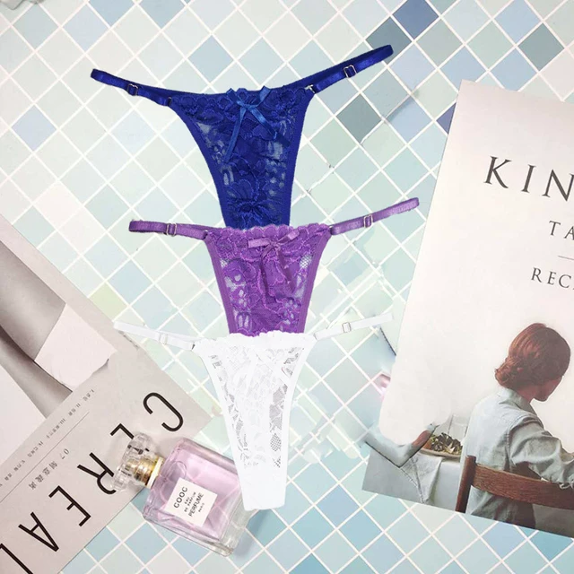 3 шт./набор женщины sexy thong трусики кружевные прозрачные