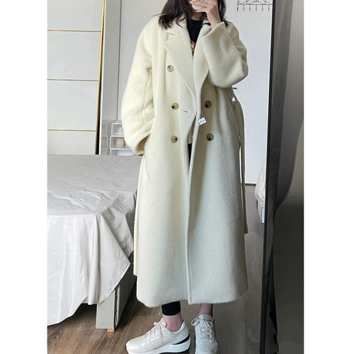 Зимнее демисезонное белое шерстяное пальто, подходит для подростков, увеличенная толщина