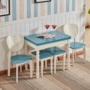 Màu xanh Địa Trung Hải rắn gỗ gấp bàn ăn và ghế có thể thu vào bàn ăn kết hợp phong cách Anh bàn ăn căn hộ nhỏ - Bàn bàn gấp gọn thông minh