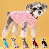 Dog Twist Knit Sweaters Solid Color Warm Pullover Clothes
