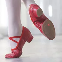 Leather Dance Shoes For Women Middle Heel Girls Ballet Shoes