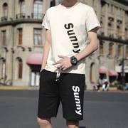 Mùa hè giản dị phù hợp với nam giới thương hiệu áo thun ngắn tay Phiên bản Hàn Quốc của quần short đẹp trai năm quần hai bộ quần áo thể thao nam - Bộ đồ
