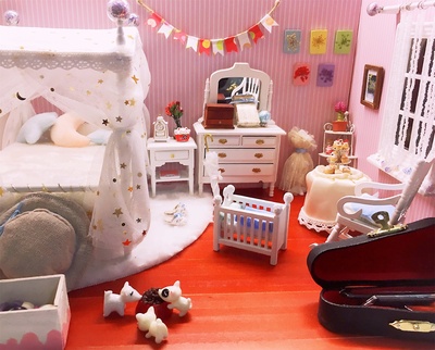 taobao agent OB11 baby bed double 12 points BJD can use photo props mini doll house with princess bedroom furniture
