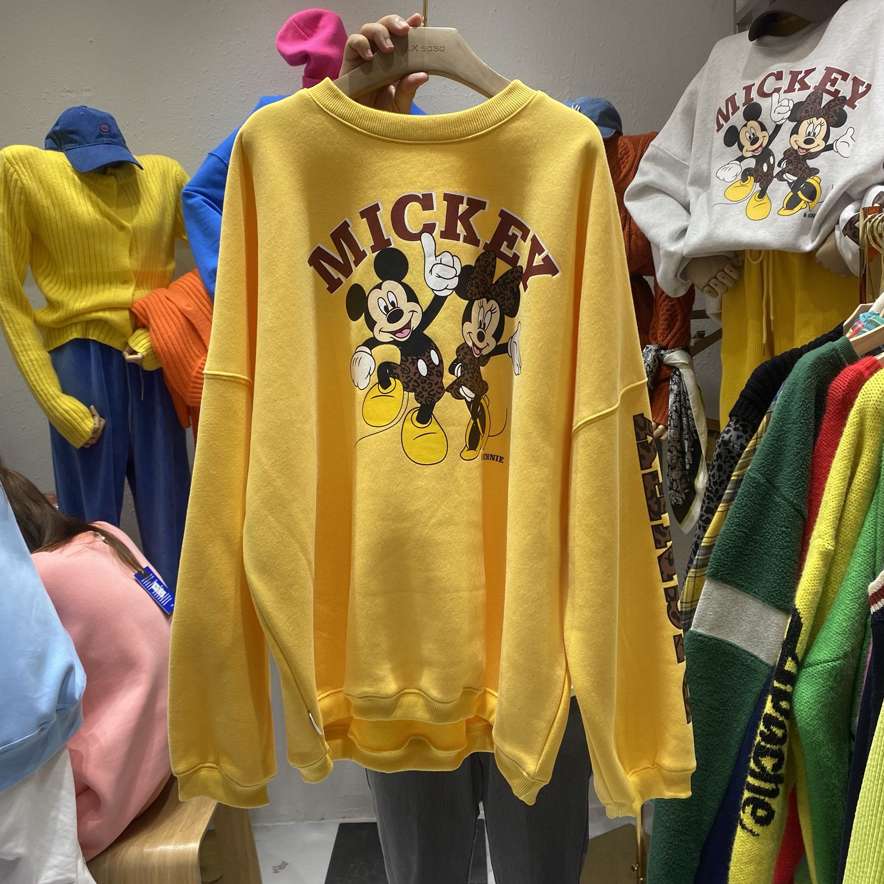 Yellowthe republic of korea Dongdaemun winter leisure time printing Mickey jointly Sweater female Plush easy Versatile Big edition ins jacket