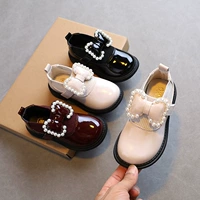 2021 Осень Новая Женская Детская Случайная Обувь для одиночной обуви Корейская лук принцесса маленькая кожаная обувь детская обувь