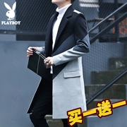 Playboy mùa thu và mùa đông áo gió nam phần dài Phiên bản Hàn Quốc của áo len tự canh nam áo len dày