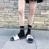 Hàn Quốc ulzzang Hồng phong cách vớ dài thủy triều rắn màu đen vớ trắng nữ vớ đường phố hoang dã vớ nam - Vớ hàng tuần Vớ hàng tuần