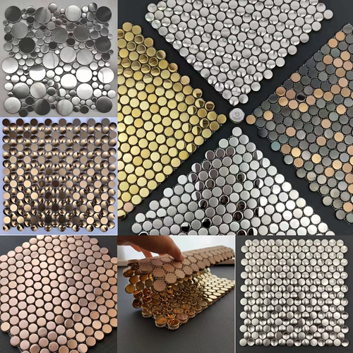 Металлическая круглая мозаика из нержавеющей стали на стену