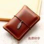 Handmade chủ thẻ kinh doanh da tay khâu tùy chỉnh nam giới và phụ nữ gói thẻ lớp đầu tiên da coin purse lưu trữ túi chữ miễn phí ví da