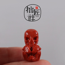 DIY аксессуары 纯手工南红骷髅恶灵佛头三通 佛珠念珠手串diy饰品佛头配件