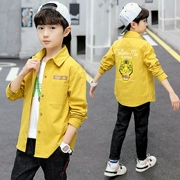 Áo sơ mi bé trai dài tay cotton nguyên chất phong cách Hàn Quốc đẹp trai hợp thời trang xuân thu 2023 mẫu mới cho áo khoác sơ mi trẻ em lớn