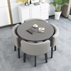 Gray round table+light gray leather chair 4 chair gray round table+light gray leather chair one table 4 chair