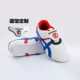 Модели моды с двойной пряжкой красной и синей границы (белая сумка для обуви)