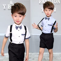 Ngày của trẻ em Flower Girl Dress Máy Chủ Boy Boy Lớn Trẻ Em Trang Phục Boy Bib Chương Trình Biểu Diễn Thiết Lập Mùa Hè đồ cho bé gái