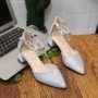 Giày sequin nữ 2018 hè mới Giày cao gót mũi nhọn đế dày hoang dã với giày đơn có sandal đính hạt giày sandal nữ đi học